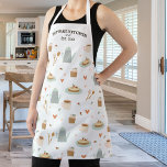 Gepersonaliseerd gebak, koffiepatroon, aangepaste  schort<br><div class="desc">Een schattig schort met een dessertpatroon van koffie en gebak. Personaliseer met 2 lijnen aangepaste tekst. Perfect voor iedereen die houdt van koffie,  bakken,  gebak en meer.</div>