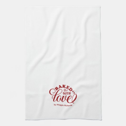 Gepersonaliseerd gebak met Love Red Bakery Kitchen Theedoek (Verticaal)