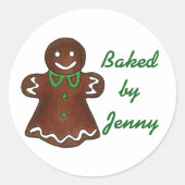 Gepersonaliseerd gebakken door Gingerbread Cookie  Ronde Sticker (Voorkant)
