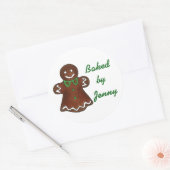 Gepersonaliseerd gebakken door Gingerbread Cookie  Ronde Sticker (Envelop)