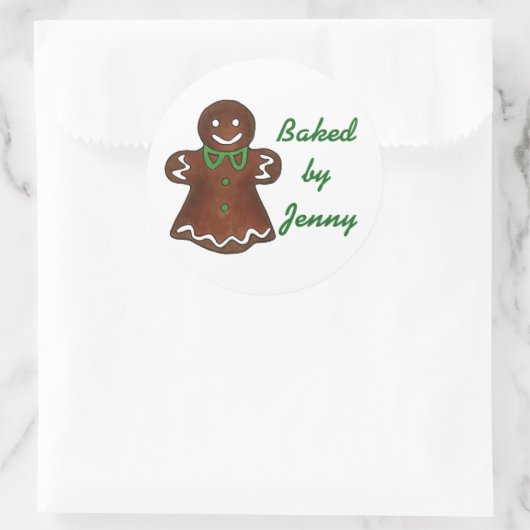 Gepersonaliseerd gebakken door Gingerbread Cookie  Ronde Sticker (Tas)