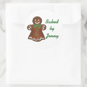 Gepersonaliseerd gebakken door Gingerbread Cookie Ronde Sticker