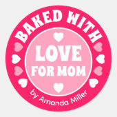 Gepersonaliseerd gebakken met liefde Moederdag bak Ronde Sticker (Voorkant)