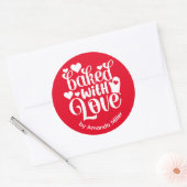 Gepersonaliseerd gebakken met liefde rood bakken ronde sticker (Envelop)