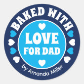 Gepersonaliseerd gebakken met liefde Vaderdag bakk Ronde Sticker (Voorkant)