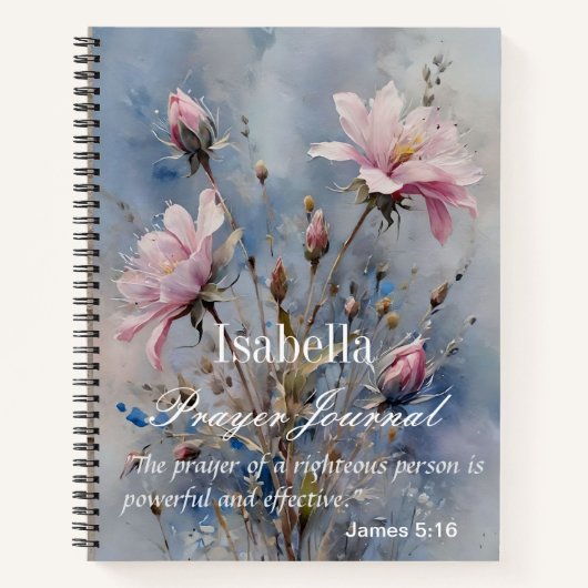 Gepersonaliseerd gebedsblad Pastel Flowers Notitieboek (Voorkant)