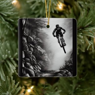 Gepersonaliseerd gebergte met kerst op ketting keramisch ornament