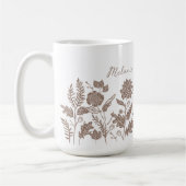 Gepersonaliseerd gebladerte herfst bloemen Taupe Koffiemok (Links)