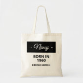 Gepersonaliseerd geboren in 1960 Birthday Canvas t Tote Bag (Voorkant)
