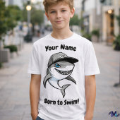 Gepersonaliseerd geboren om te zwemmen! Cool Shark Tri-Blend Shirt
