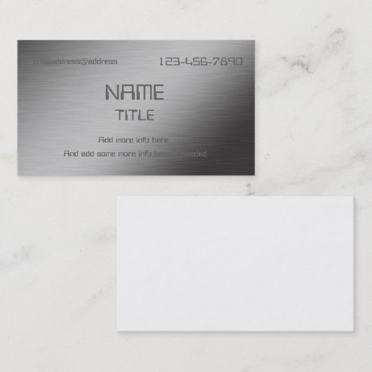 Gepersonaliseerd geborsteld metaal visitekaartje (Voorkant / Achterkant)