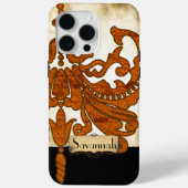 Gepersonaliseerd gebrand Sinaasappel Antiek scroll Case-Mate iPhone Case (Achterkant)