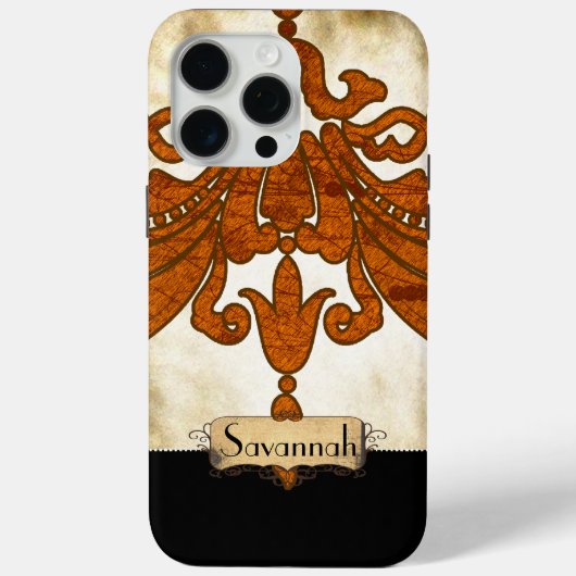 Gepersonaliseerd gebrand Sinaasappel Antiek scroll Case-Mate iPhone Case (Achterkant)