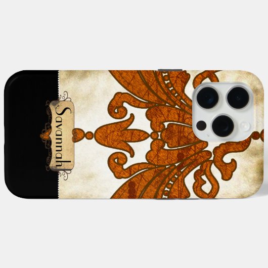 Gepersonaliseerd gebrand Sinaasappel Antiek scroll Case-Mate iPhone Case (Achterkant (horizontaal))