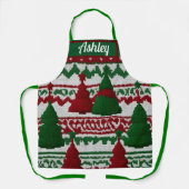 Gepersonaliseerd gebreid kerstboompatroon schort (Voorkant)