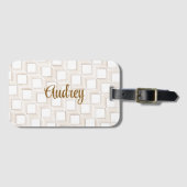 Gepersonaliseerd gebroken wit trommelig vierkant b bagagelabel (Voorkant (horizontaal))