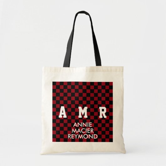 gepersonaliseerd gecontroleerd patroon monogram tote bag (Voorkant)