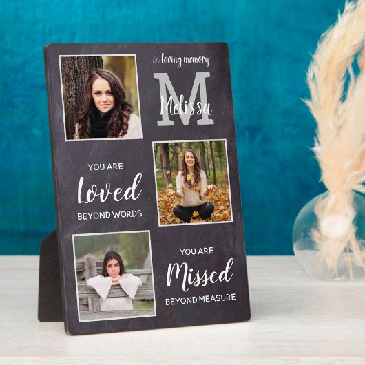 Gepersonaliseerd Gedenkteken 3 Foto Monogram Herde Fotoplaat