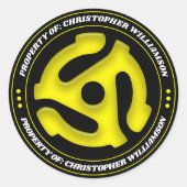 Gepersonaliseerd geel 45 Record invoegen Ronde Sticker (Voorkant)