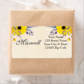 Gepersonaliseerd geel bloemen verzendadres label (Insitu)