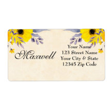 Gepersonaliseerd geel bloemen verzendadres label