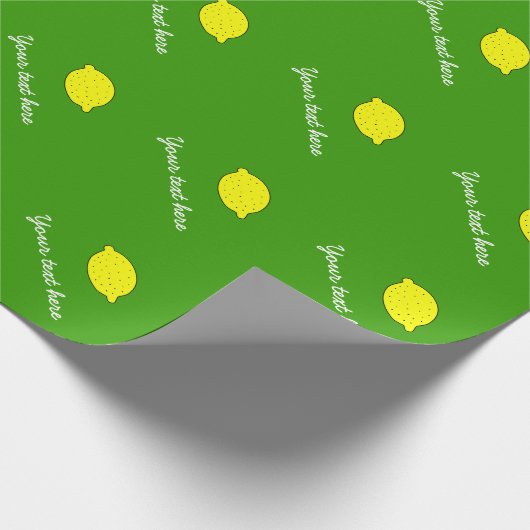 Gepersonaliseerd geel citroenpatroon cadeaupapier (Hoek)