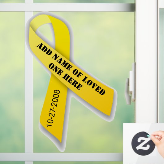 Gepersonaliseerd geel dennenlint  raamsticker (Huis)