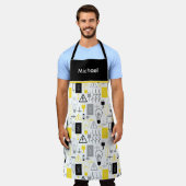 Gepersonaliseerd Geel Elektrisch Schort (Gedragen)
