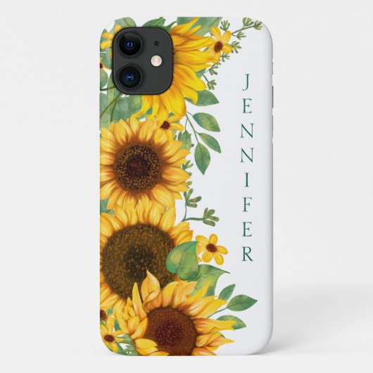 Gepersonaliseerd Geel en Groen Zonnebloem Boeket Case-Mate iPhone Case (Achterkant)