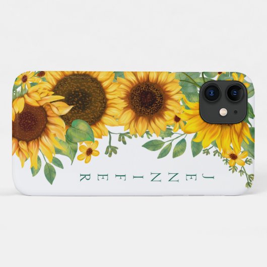 Gepersonaliseerd Geel en Groen Zonnebloem Boeket Case-Mate iPhone Case (Achterkant (horizontaal))