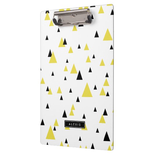 Gepersonaliseerd geel en zwart geometrisch patroon klembord (Links)