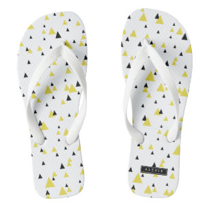 Gepersonaliseerd geel en zwart geometrisch patroon teenslippers