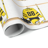 Gepersonaliseerd geel en zwart Ice Hockey Jersey Cadeaupapier (Rol Hoek)