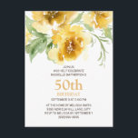 Gepersonaliseerd geel Floral 50th Birthday Briefka Briefkaart<br><div class="desc">Kute,  girly en feminine gele waterverf bloemen en groene bladeren waren op maat van de 50e verjaardag partijuitnodiging voor vrouwen. Je kunt de tekst op deze kaart wijzigen voor een verjaardagsfeestje voor elke leeftijd die je viert.</div>