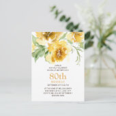Gepersonaliseerd geel Floral 80th Birthday Briefka Briefkaart (Staand voorkant)
