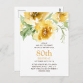 Gepersonaliseerd geel Floral 80th Birthday Briefka Briefkaart (Voorkant / Achterkant)
