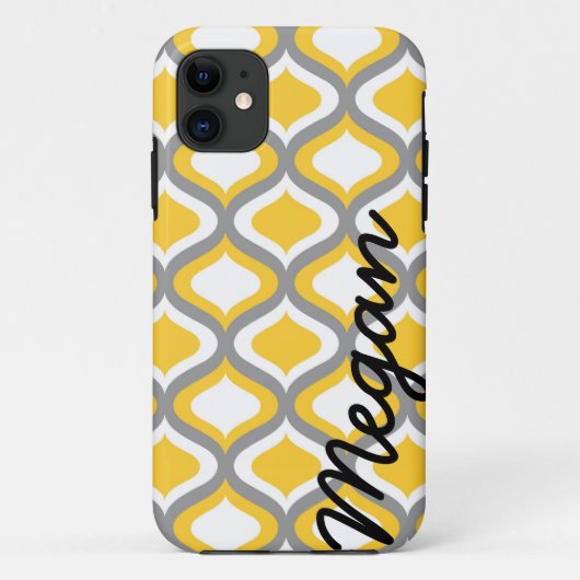 Gepersonaliseerd geel grijs ogeenpatroon Case-Mate iPhone case (Achterkant)