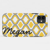 Gepersonaliseerd geel grijs ogeenpatroon Case-Mate iPhone case (Achterkant (horizontaal))