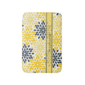 Gepersonaliseerd Geel, Grijze Kool Moderne Floral Badmat (Voorkant Verticaal)