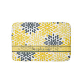 Gepersonaliseerd Geel, Grijze Kool Moderne Floral Badmat (Voorkant)