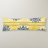 Gepersonaliseerd Geel, Grijze Kool Moderne Floral Lichaamskussen (Voorkant)