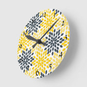 Gepersonaliseerd Geel, Grijze Kool Moderne Floral Ronde Klok (Hoek)