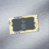 Gepersonaliseerd Geel, Grijze Kool Moderne Floral Visitekaartje Magneet (Voorbeeld)