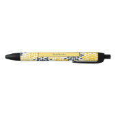 Gepersonaliseerd Geel, Grijze Kool Moderne Floral Zwarte Inkt Pen (Bodem)