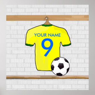 Gepersonaliseerd Geel Groen Football Soccer Jersey Poster