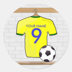 Gepersonaliseerd Geel Groen Football Soccer Jersey Ronde Sticker