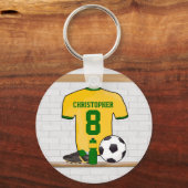 Gepersonaliseerd Geel Groen Football Soccer Jersey Sleutelhanger (Voorkant)