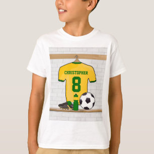 Gepersonaliseerd Geel Groen Football Soccer Jersey T-shirt