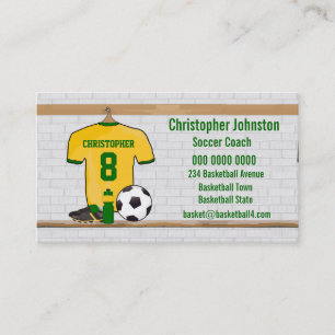 Gepersonaliseerd Geel Groen Football Soccer Jersey Visitekaartje
