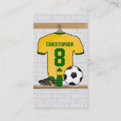 Gepersonaliseerd Geel Groen Football Soccer Jersey Visitekaartje (Achterkant)